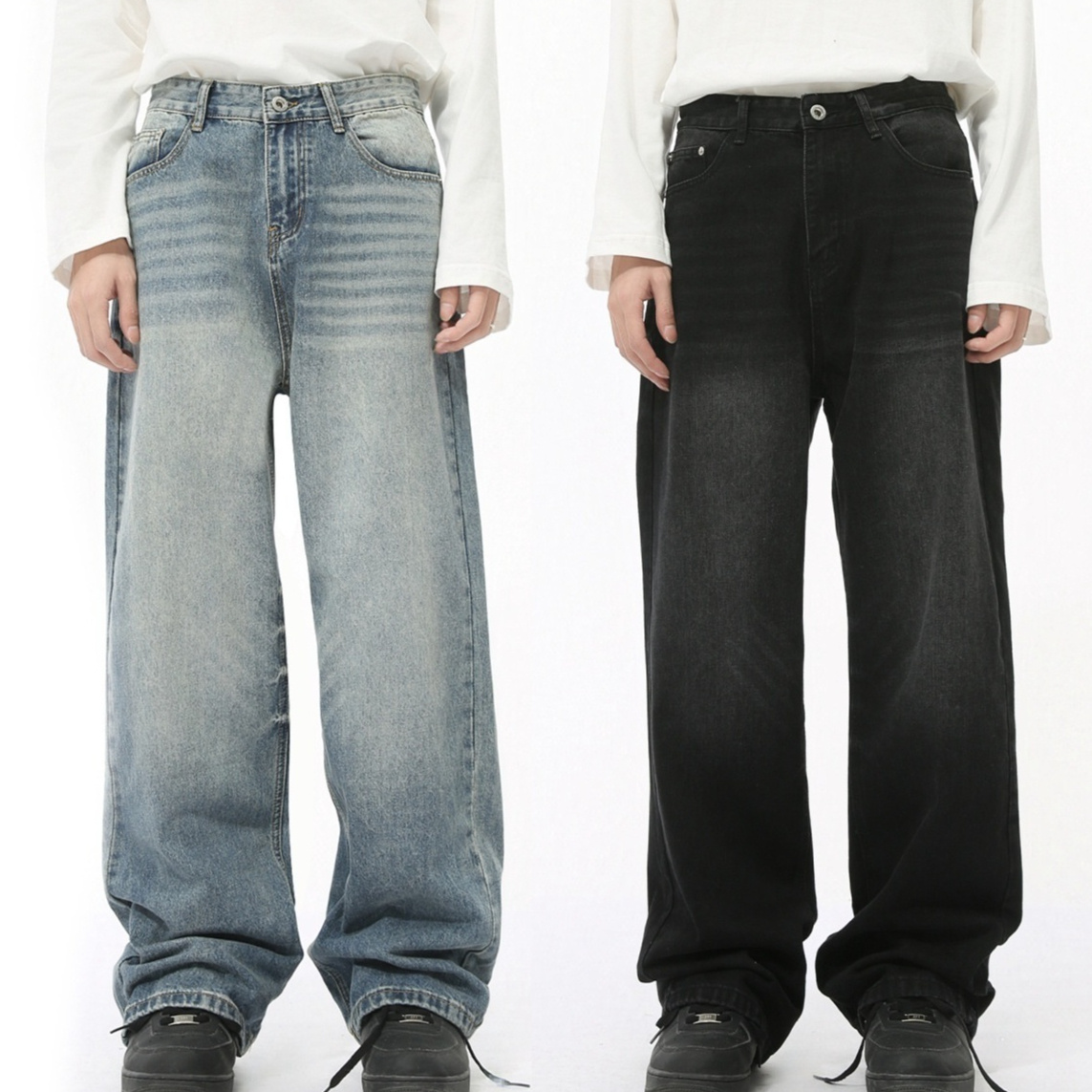 Men's Autumn New Product Loose Straight Washed Jeans