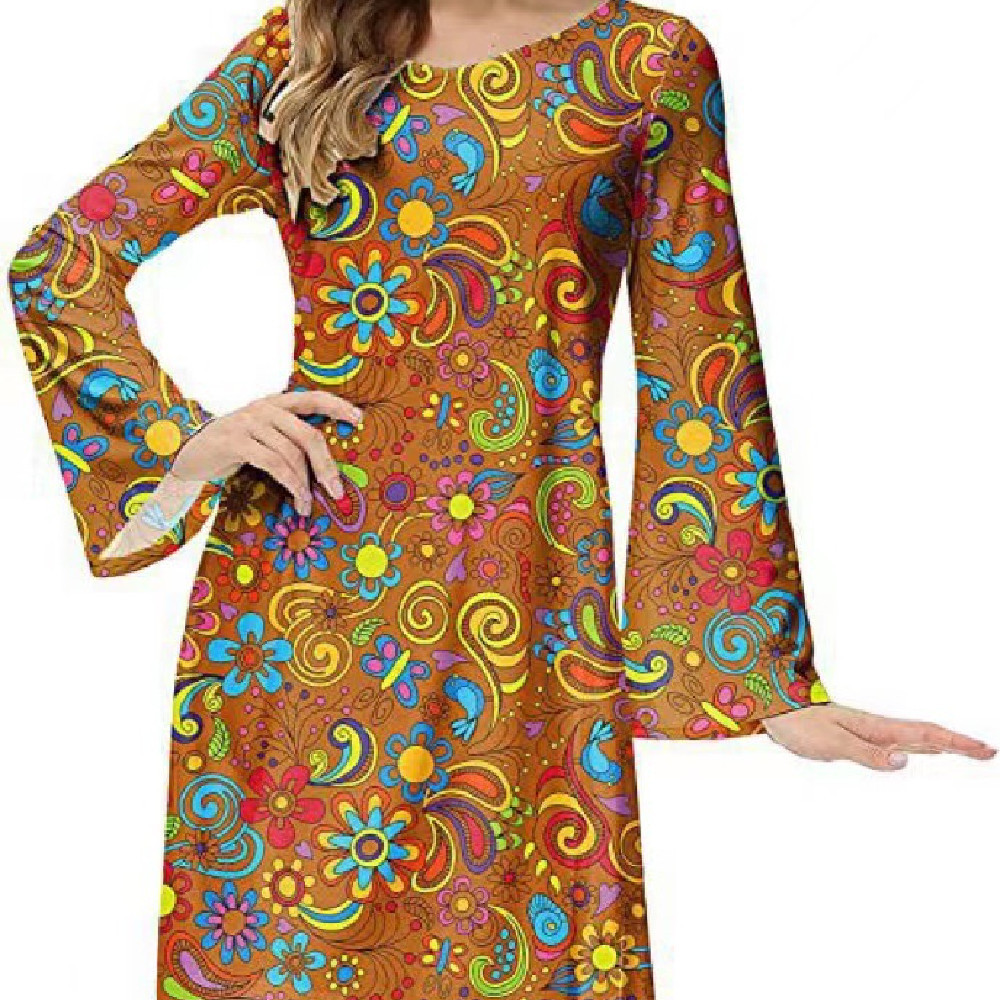 Hippies Disco Lady Dress Plus Headscarf